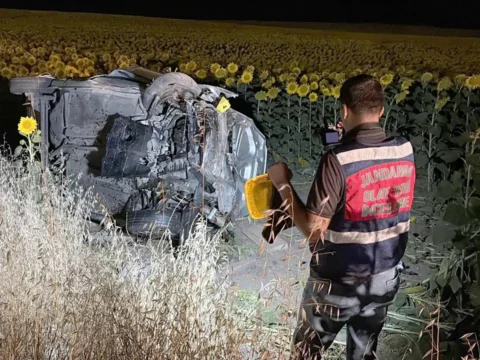Otomobil aycicegi tarlasina devrildi 5 kisi yaralandi LqNBLKRW